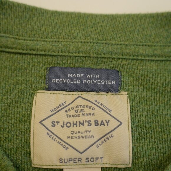 St John's‎ Bay Green Super Soft Tall LT Henley Sweater Cotton Polyester - Picture 7 of 8